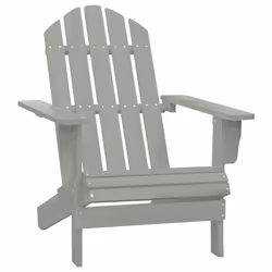 vidaXL Solid Fir Wood Garden Adirondack Chair with Table Grey Patio Seating - Additional view 4