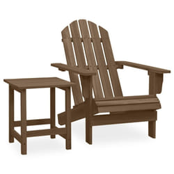 vidaXL Solid Fir Wood Garden Adirondack Chair with Table Brown Patio Seating