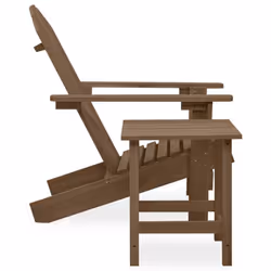 vidaXL Solid Fir Wood Garden Adirondack Chair with Table Brown Patio Seating