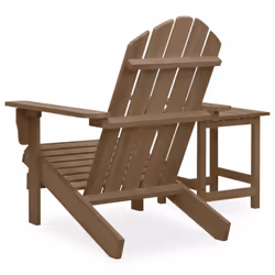 vidaXL Solid Fir Wood Garden Adirondack Chair with Table Brown Patio Seating