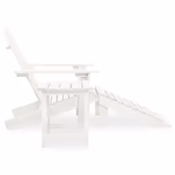 vidaXL Solid Fir Wood Garden Adirondack Chair with Ottoman&Table White Unit