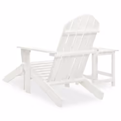vidaXL Solid Fir Wood Garden Adirondack Chair with Ottoman&Table White Unit