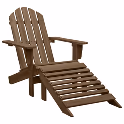 vidaXL Solid Fir Wood Garden Adirondack Chair with Ottoman&Table Brown Unit - Additional view 4