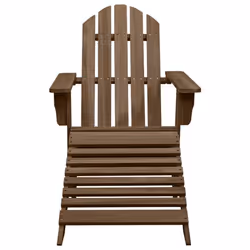 vidaXL Solid Fir Wood Garden Adirondack Chair with Ottoman&Table Brown Unit - Additional view 5