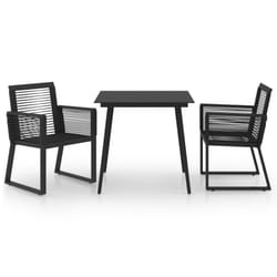 vidaXL Outdoor Dining Set 3 Piece PVC Rattan Black Garden Outdoor Furniture