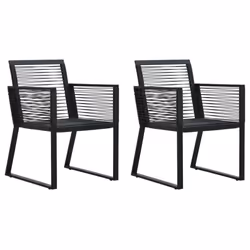 vidaXL Outdoor Dining Set 3 Piece PVC Rattan Black Garden Outdoor Furniture - Additional view 6