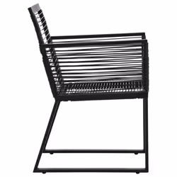 vidaXL Outdoor Dining Set 3 Piece PVC Rattan Black Garden Outdoor Furniture - Additional view 9