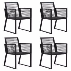 vidaXL Outdoor Dining Set 5 Piece PVC Rattan Black Garden Patio Furniture Set - Additional view 6