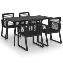 vidaXL Outdoor Dining Set 5 Piece PVC Rattan Black Garden Patio Furniture Set