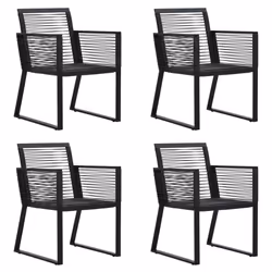 vidaXL Outdoor Dining Set 5 Piece PVC Rattan Black Garden Patio Furniture Set - Additional view 2