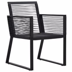 vidaXL Outdoor Dining Set 7 Piece PVC Rattan Black Garden Patio Furniture Set