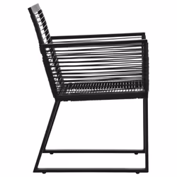 vidaXL Outdoor Dining Set 7 Piece PVC Rattan Black Garden Patio Furniture Set