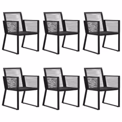 vidaXL Outdoor Dining Set 7 Piece PVC Rattan Black Garden Patio Furniture Set - Additional view 7