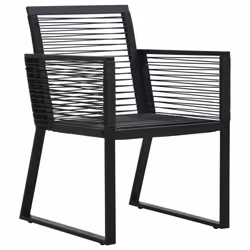 vidaXL Outdoor Dining Set 7 Piece PVC Rattan Black Garden Patio Furniture Set - Additional view 8