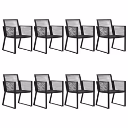 vidaXL Outdoor Dining Set 9 Piece PVC Rattan Black Garden Patio Furniture Set - Additional view 6