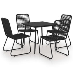 vidaXL Outdoor Dining Set 5 Piece Poly Rattan and Glass Furniture Table Chair