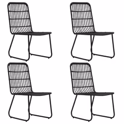 vidaXL Outdoor Dining Set 5 Piece Poly Rattan and Glass Furniture Table Chair - Additional view 4