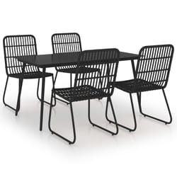 vidaXL Outdoor Dining Set 5 Piece Poly Rattan and Glass Furniture Chair Table
