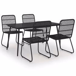 vidaXL Outdoor Dining Set 5 Piece Poly Rattan and Glass Furniture Chair Table - Additional view 4