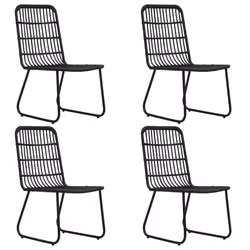 vidaXL Outdoor Dining Set 5 Piece Poly Rattan and Glass Furniture Chair Table - Additional view 5