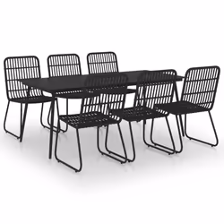 vidaXL Outdoor Dining Set 7 Piece Poly Rattan and Glass Garden Furniture Set - Additional view 4