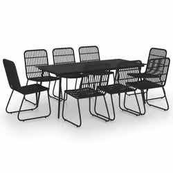 vidaXL Outdoor Dining Set 9 Piece Poly Rattan and Glass Garden Furniture Set - Additional view 2