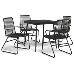 vidaXL Garden Dining Set Outdoor Table and Chairs Lounge Set Black PVC Rattan - 5 pcs