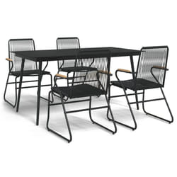vidaXL Garden Dining Set Outdoor Table and Chairs Lounge Set Black PVC Rattan - 5 pcs