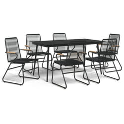 vidaXL Garden Dining Set Outdoor Table and Chairs Lounge Set Black PVC Rattan - 7 pcs