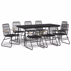 vidaXL Garden Dining Set Outdoor Table and Chairs Lounge Set Black PVC Rattan - 9 pcs