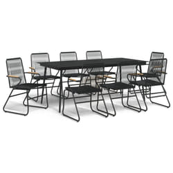 vidaXL Garden Dining Set Outdoor Table and Chairs Lounge Set Black PVC Rattan - 9 pcs