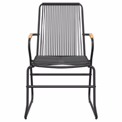 vidaXL Garden Dining Set Outdoor Table and Chairs Lounge Set Black PVC Rattan - 9 pcs - Additional view 5