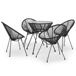 vidaXL Outdoor Dining Set PVC Rattan Black Patio Dining Table Chair 3/5 Piece - 5