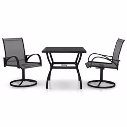 vidaXL Garden Dining Set 3 Piece Textilene and Steel Table and Chairs Patio