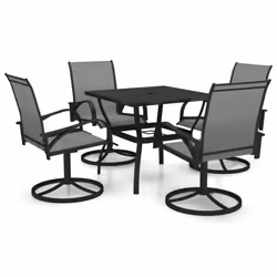 vidaXL Garden Dining Set 5 Piece Textilene and Steel Table and Chairs Patio - Additional view 3