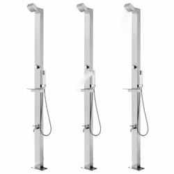 vidaXL Garden Shower Stainless Steel Outdoor Bath Tower Stands Faucet Outside - Additional view 7