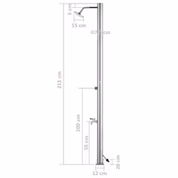 vidaXL Garden Shower Stainless Steel Bath Tower Stands Faucet Outside Outdoor - Additional view 11