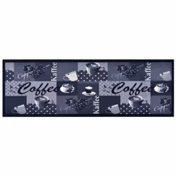 vidaXL Kitchen Carpet Washable Coffee Blue Hallway Rug Mat Non Slip Runner