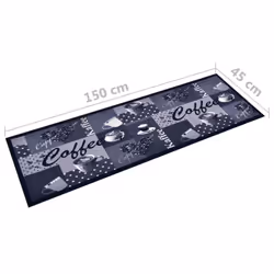 vidaXL Kitchen Carpet Washable Coffee Blue Hallway Rug Mat Non Slip Runner