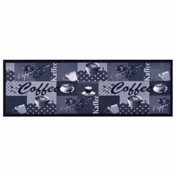 vidaXL Kitchen Carpet Washable Coffee Blue Hallway Rug Floor Non Slip Runner