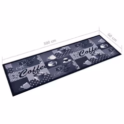 vidaXL Kitchen Carpet Washable Coffee Blue Hallway Rug Non Slip Runner Floor - Additional view 4
