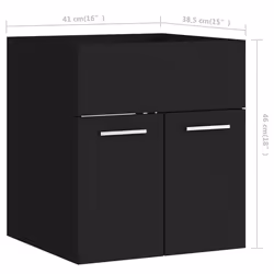 vidaXL Bathroom Furniture Set 2 Piece Black Engineered Wood Washroom Cabinet