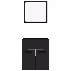 vidaXL Bathroom Furniture Set 2 Piece Black Engineered Wood Washroom Cabinet - Additional view 5
