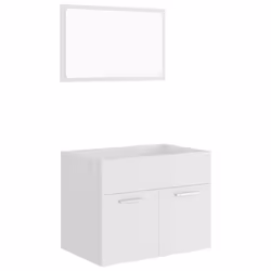 vidaXL Bathroom Furniture Set 2 Piece White Engineered Wood Washroom Cupboard