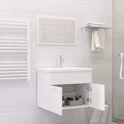 vidaXL Bathroom Furniture Set 2 Piece White Engineered Wood Washroom Cupboard
