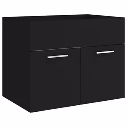 vidaXL Bathroom Furniture Set 2 Piece Black Engineered Wood Washroom Cupboard - Additional view 7