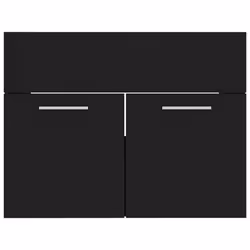 vidaXL Bathroom Furniture Set 2 Piece Black Engineered Wood Washroom Cupboard - Additional view 8