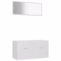vidaXL Bathroom Furniture Set 2 Piece White Engineered Wood Laundry Room Rack