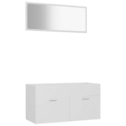 vidaXL Bathroom Furniture Set 2 Piece White Engineered Wood Laundry Room Rack