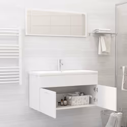 vidaXL Bathroom Furniture Set 2 Piece White Engineered Wood Laundry Room Rack